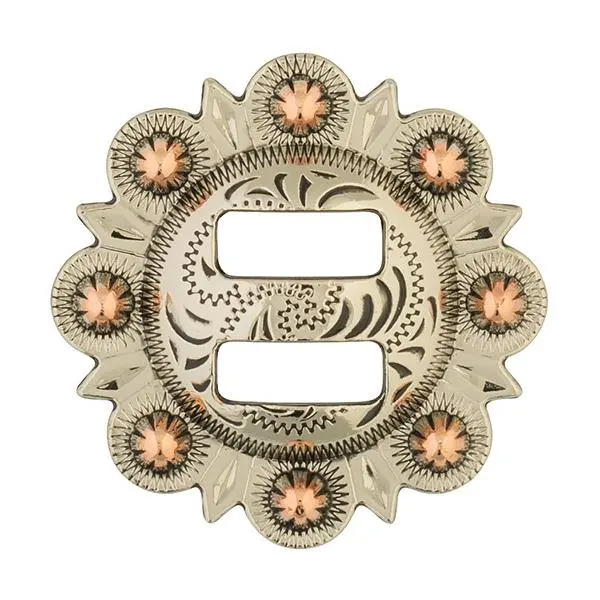 1-1/4" Old Silver/Copper Berry Slotted Concho 1