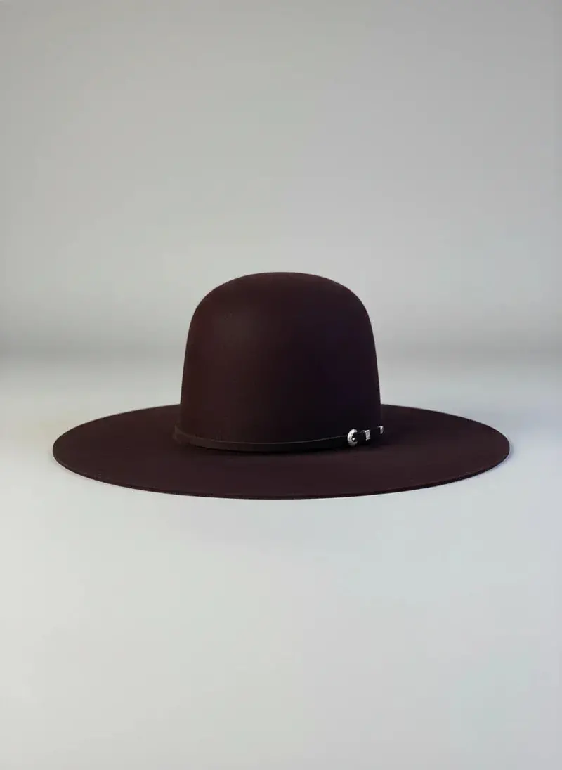 10X Black Cherry 4.5" Open/Flat Felt Hat 1