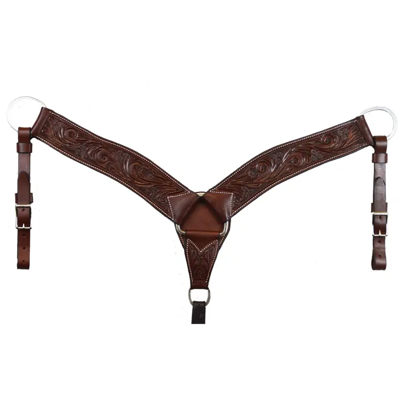 2 3/4" Breast Collar Oiled Floral Tooled 1