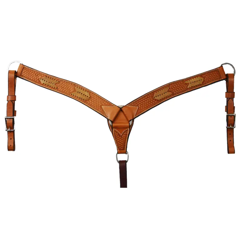 2" Breast Collar Natural Basket Weave With Rawhide 1