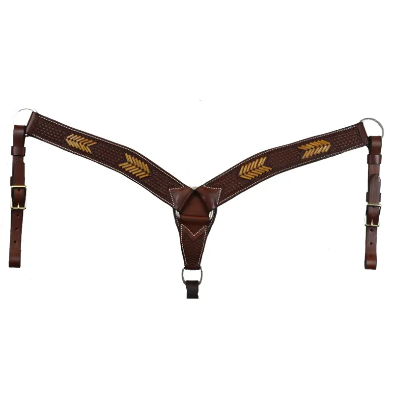 2" Breast Collar Oiled Basket Weave With Rawhide 1