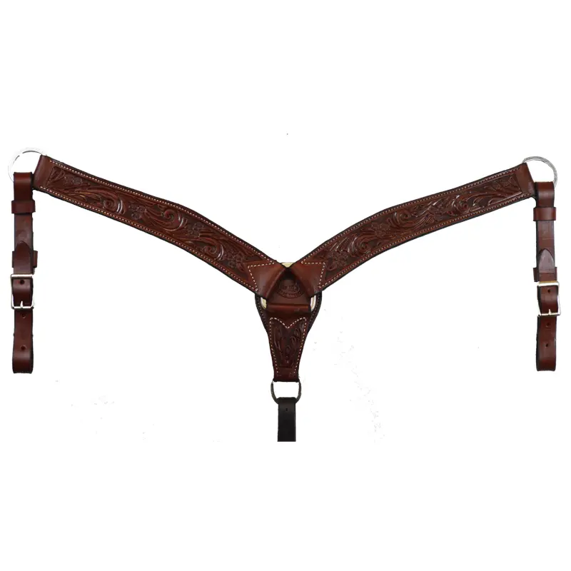 2" Breast Collar Oiled Floral Tooled 1