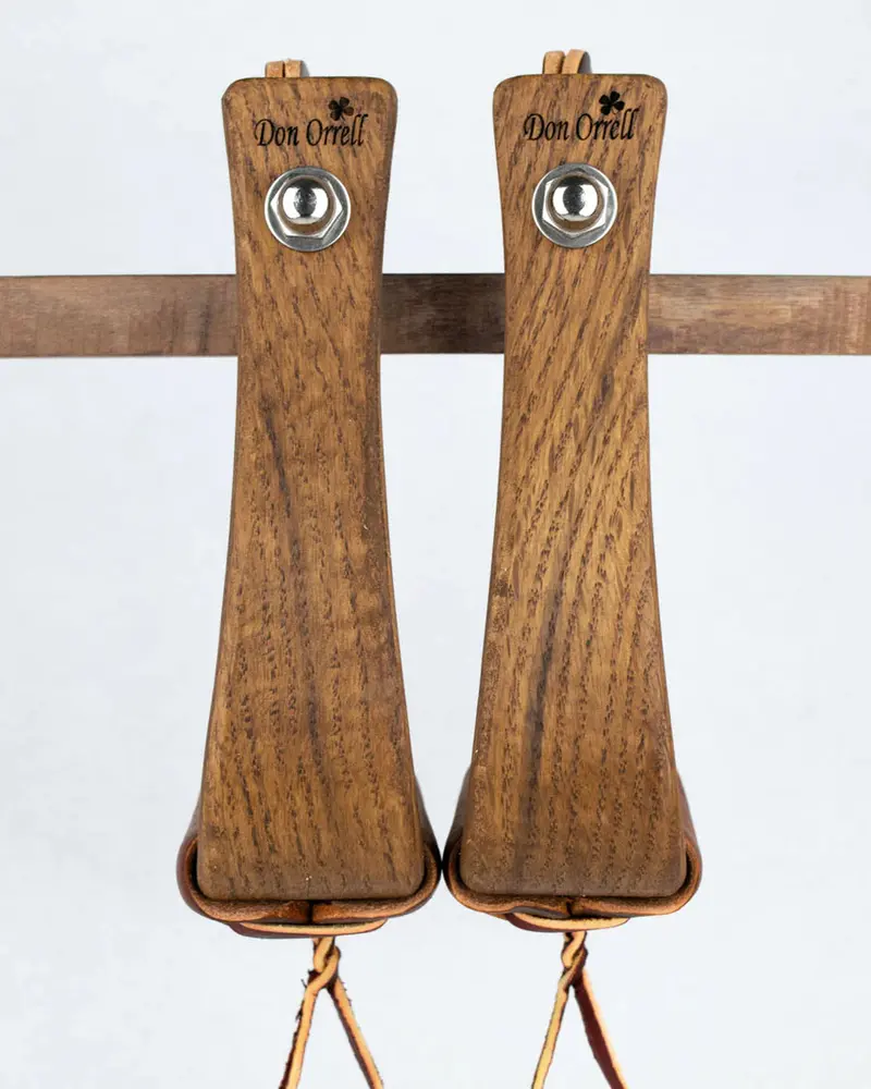 2" Stained Oak Rancher Flat Bottom Stirrup 1