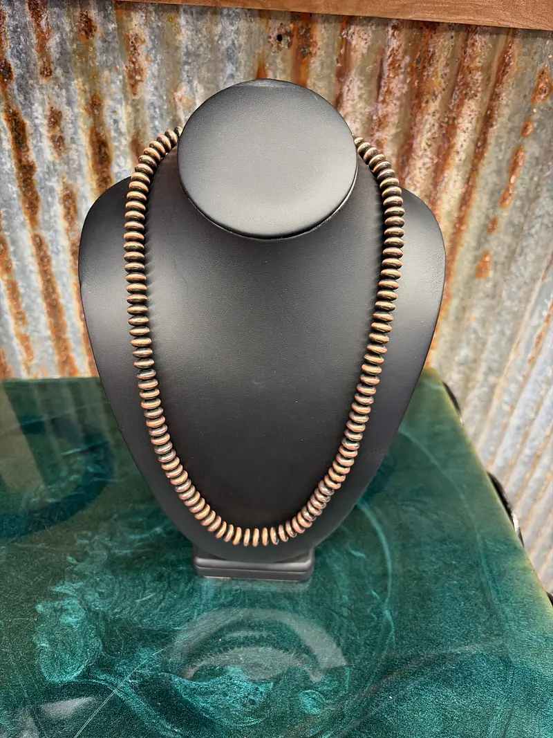 22" Copper Saucer Faux Navajo Bead Necklace 1