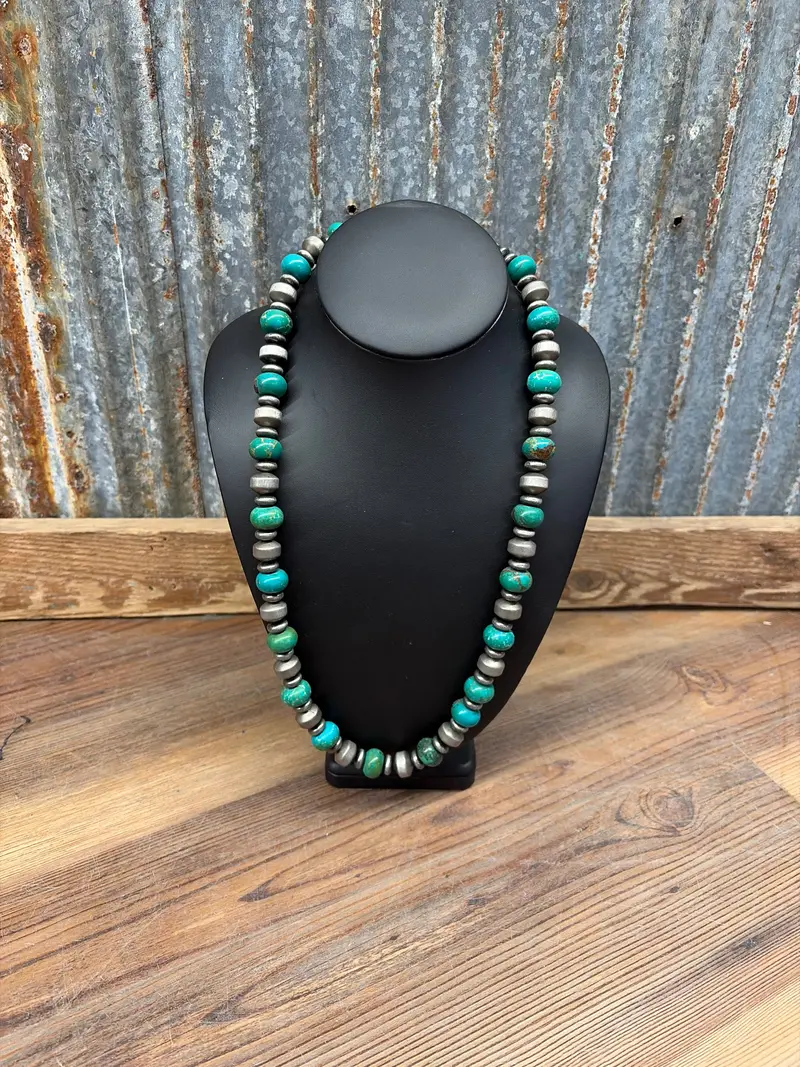 24" Faux Turq & Navajo Bead Necklace 1