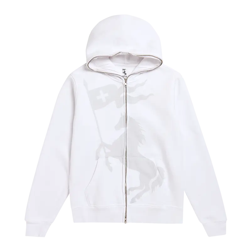 2H White Dateback Full Zip Hoodie 1