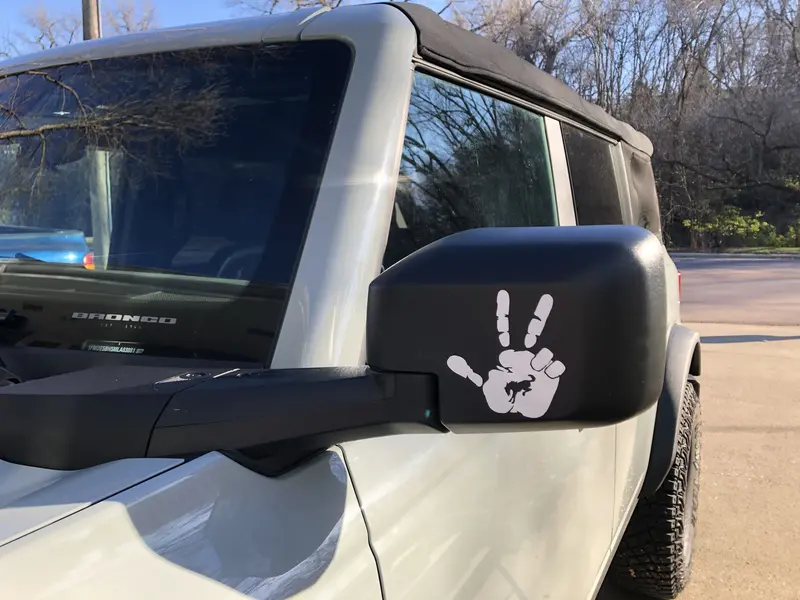 2X Ford Bronco 3 Finger Hand Wave Vinyl Decal Sticker Multiple Colors Available 1