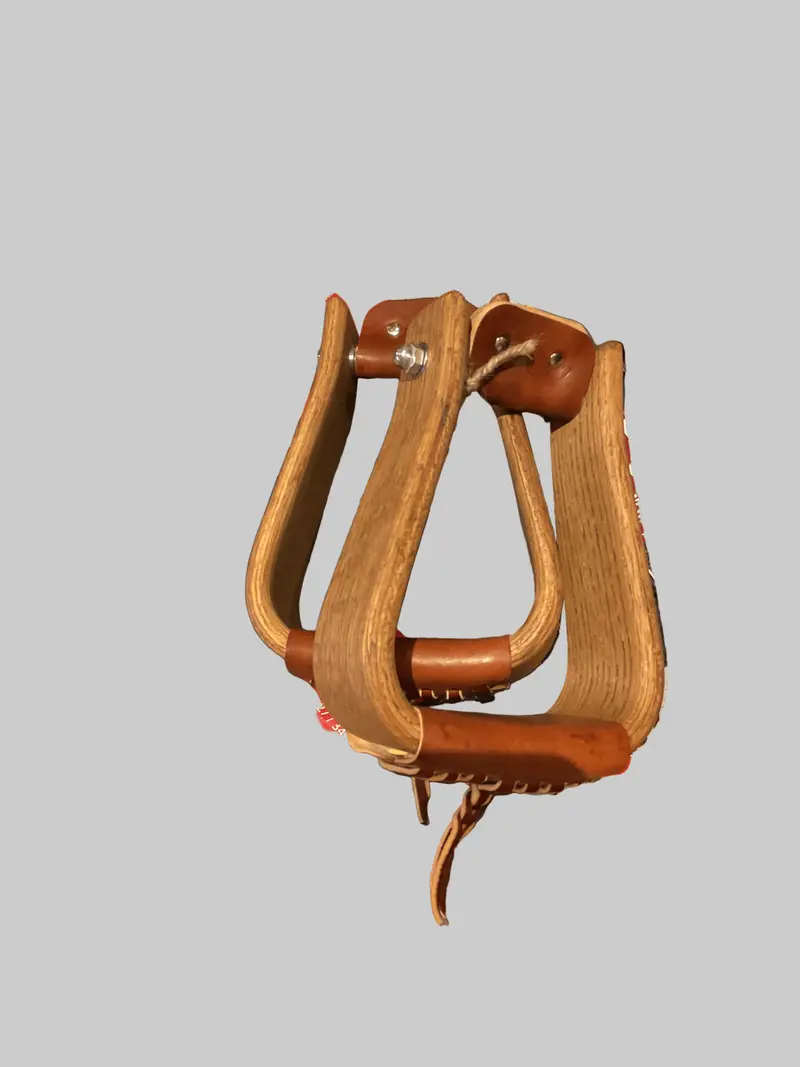 3" Stained Oak Rancher Deep Roper Oversize Stirrup 1