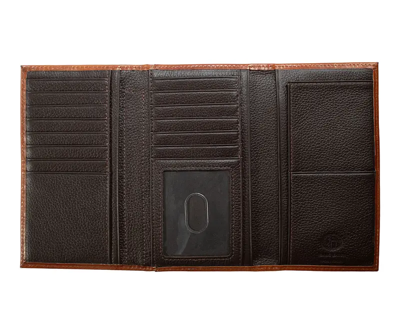 3D Brown Embossed Basket Weave Trifold Rodeo Wallet 2