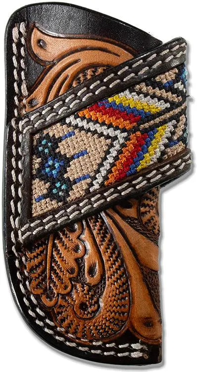 3D Hand Tooled Scrolling Leather Knife Sheath 1