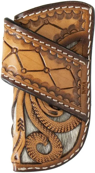 3D Tan With Calf Hair Underlay Leather Knife Sheath 1