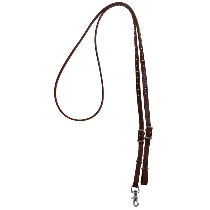 5/8" Dotted Oiled Harness Leather Adjustable Roping Rein 1