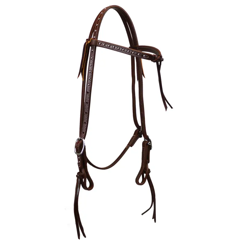 5/8" Double And Stitched Futurity Browband Headstall With Dots 1