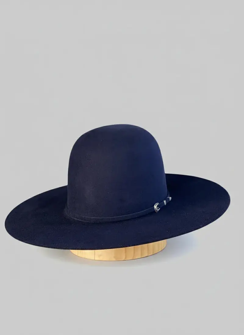 7X 5" Open/Flat Navy Rodeo King Felt Hat 1