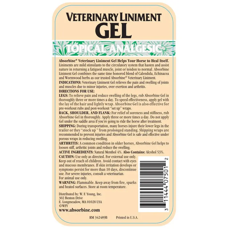Absorbine Veterinary Liniment Horse Pain Gel 2