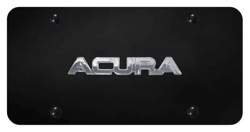 Acura Badge License Plate (Chrome On Black) 1