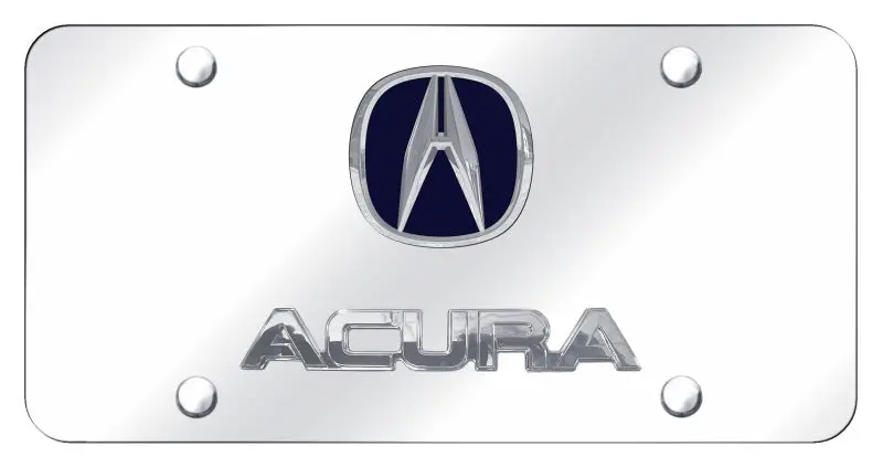 Acura Dual Logo License Plate (Blue On Chrome) 1