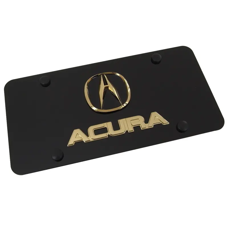 Acura Dual Logo License Plate (Gold On Black) 1