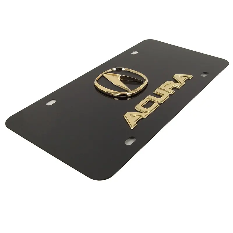 Acura Dual Logo License Plate (Gold On Black) 2