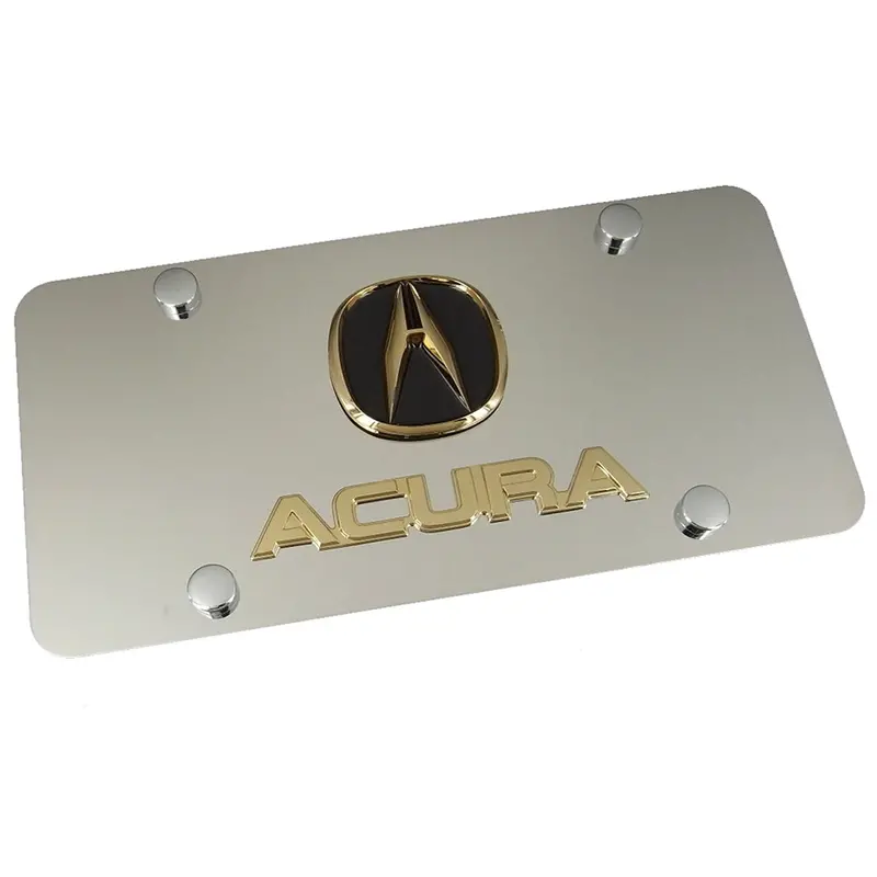 Acura Dual Logo License Plate (Gold On Chrome) 1