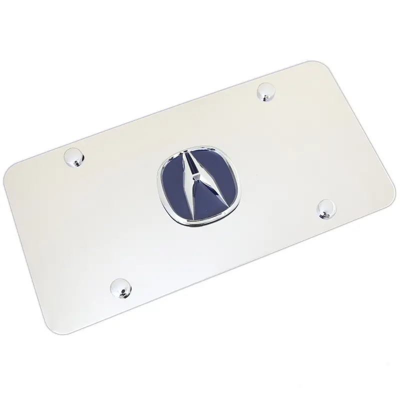 Acura Logo License Plate (Blue On Chrome) 1