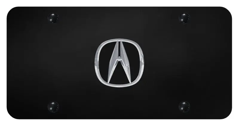 Acura Logo License Plate (Chrome On Black) 1