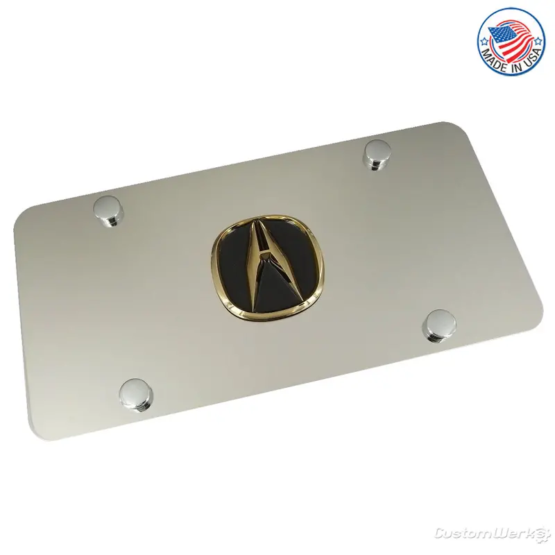 Acura Logo License Plate (Gold On Chrome) 1