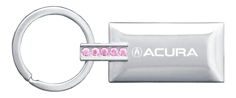 Acura Rectangular Pink Crystal Diamond Keychain (Chrome) 1