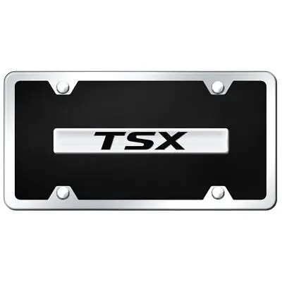 Acura Tsx Name Acrylic License Plate Kit (Chrome On Black) 1