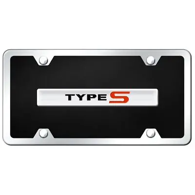 Acura Type-S Name Acrylic License Plate Kit (Chrome On Black) 1