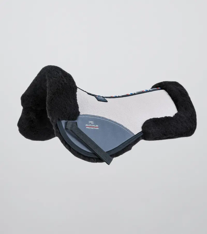 Airtechnology Shockproof Wool Saddle Pad - Half Pad Grey/Black Wool 1