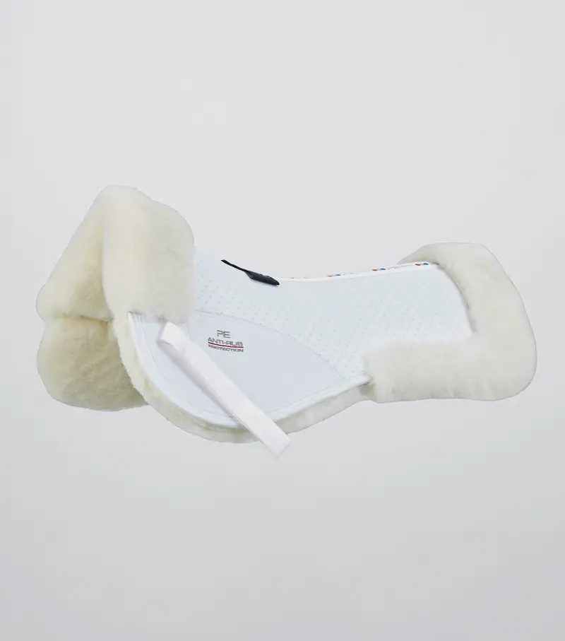 Airtechnology Shockproof Wool Saddle Pad - Half Pad White/Natural Wool 1
