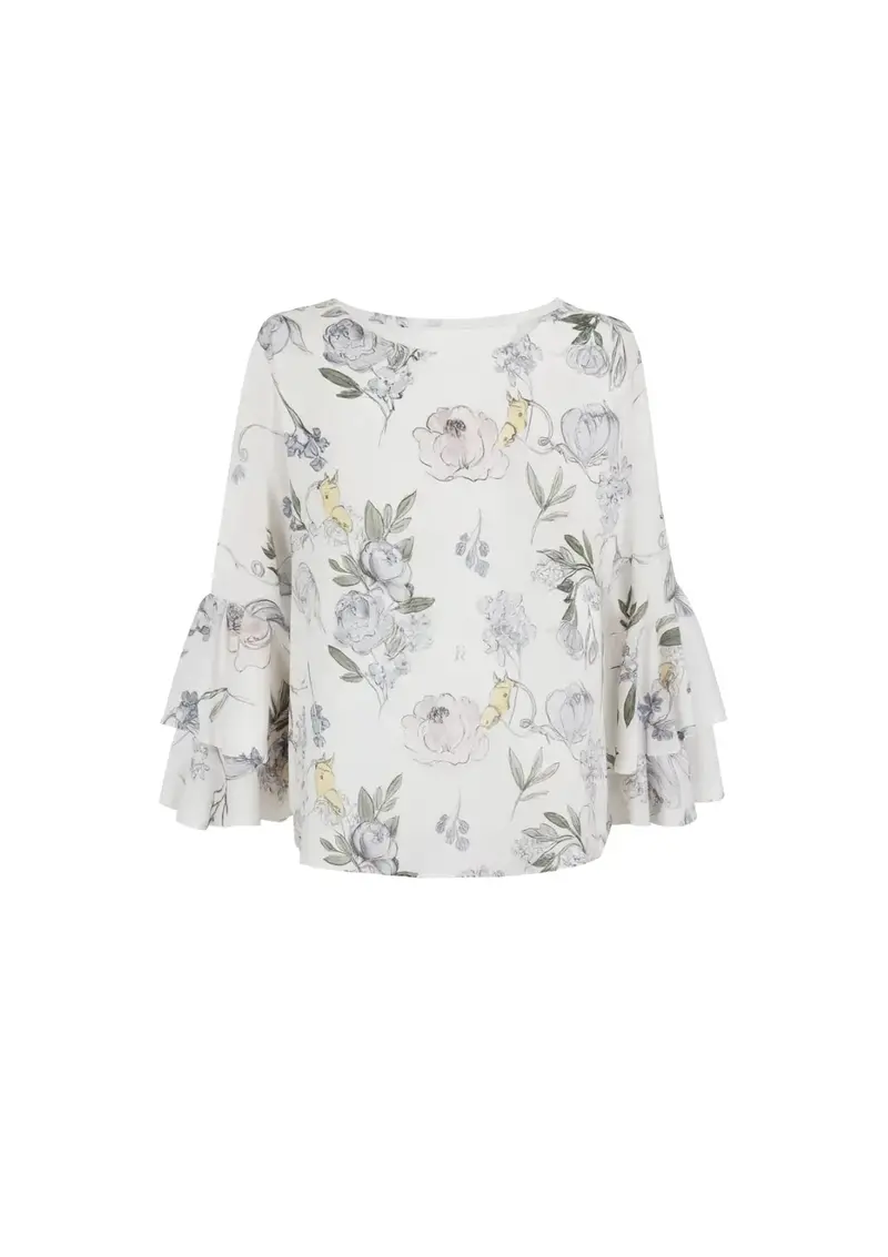 Alba Floral Blouse I White | Sample 1