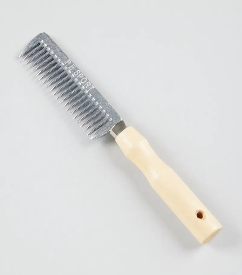 Aluminium Mane Comb With Wooden Handle 1