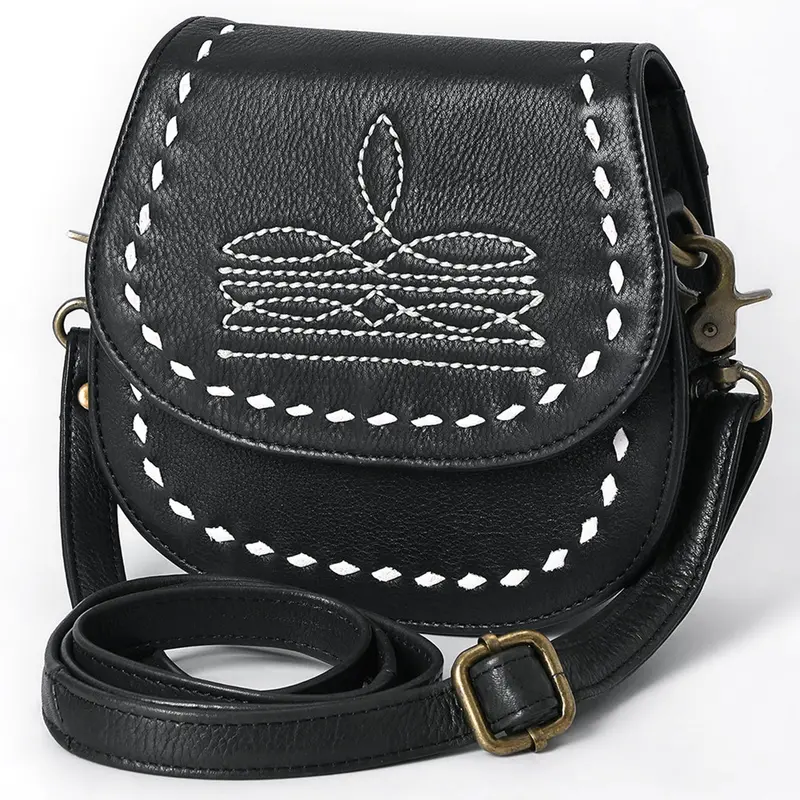 American Darling Black And White Buckstitched Crossbody Bag 1