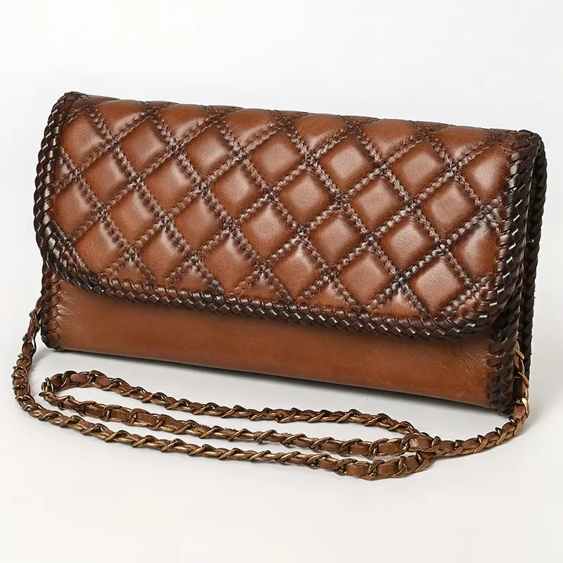 American Darling Brown Quilted Genuine Leather Crossbody Bag 1