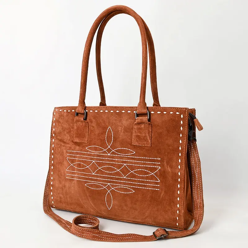 American Darling Light Brown Suede Genuine Leather Western Bag 1