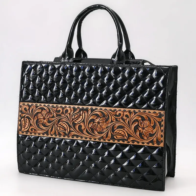 American Darling Shiny Black Quilted Leather Bag 1