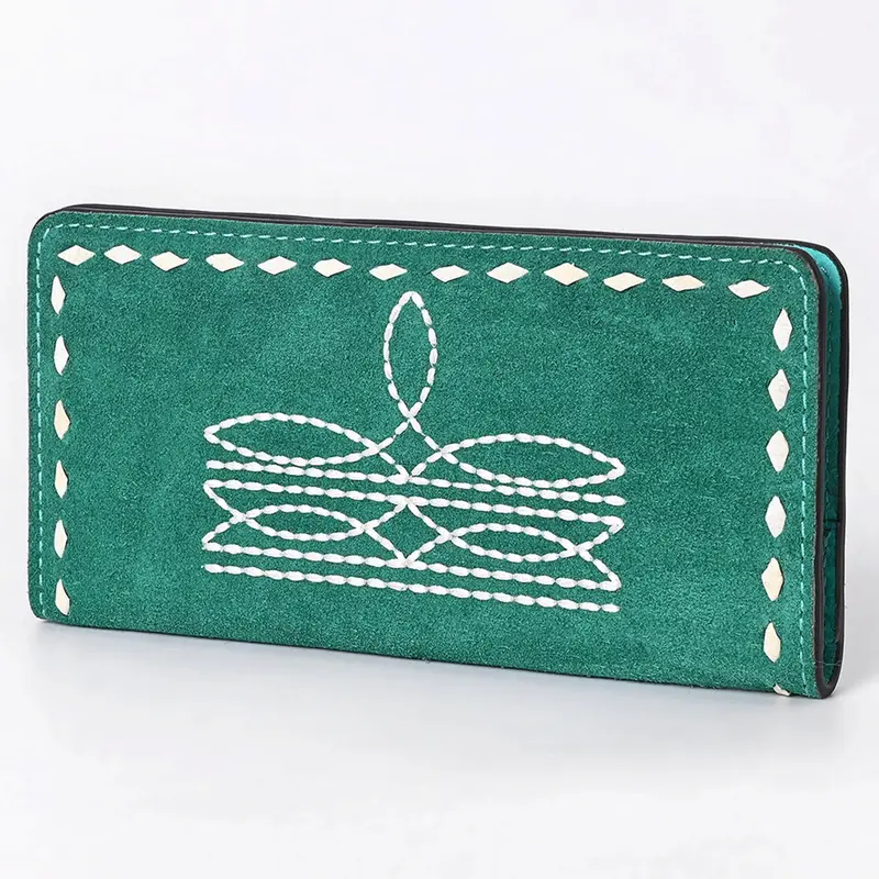 American Darling Turquoise Suede Boot Stitched Wallet 1