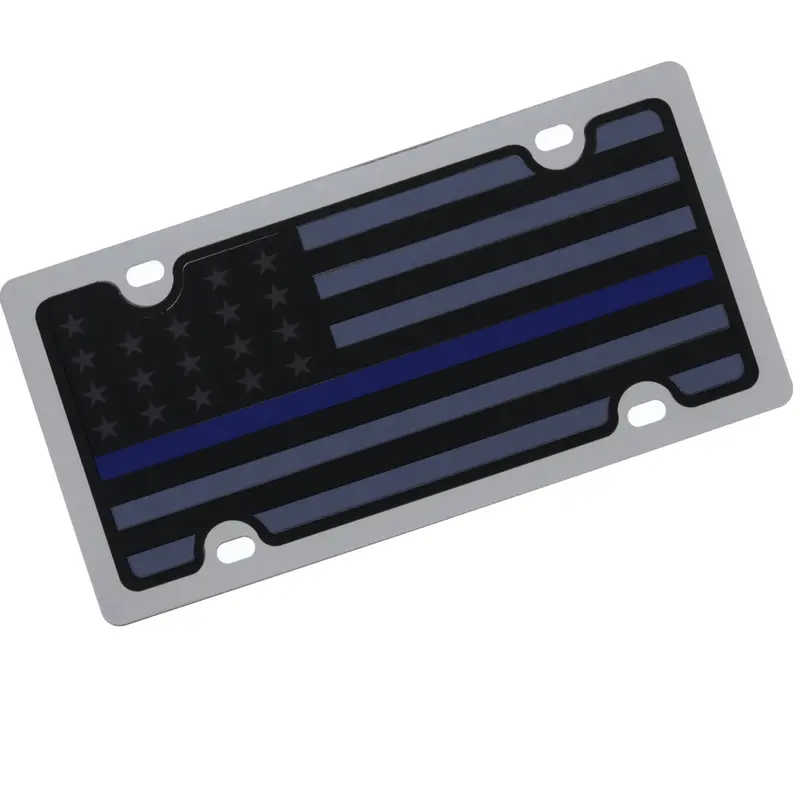 American Flag With Thin Blue Line License Plate (Carbon Black) 1