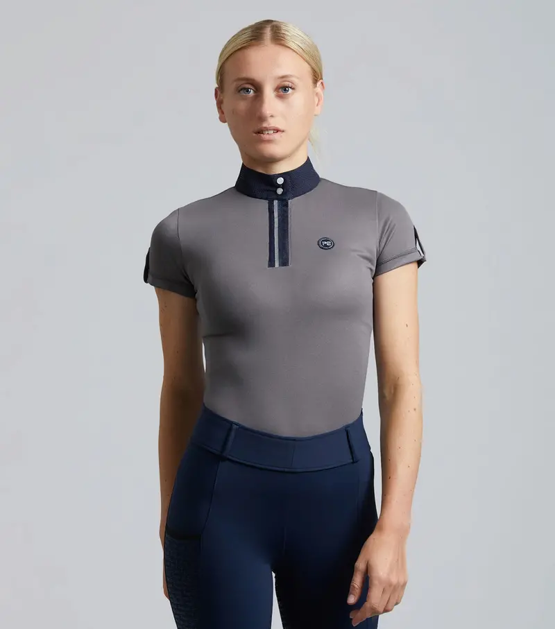 Amia Ladies Technical Short Sleeve Riding Top Anthracite Grey 1