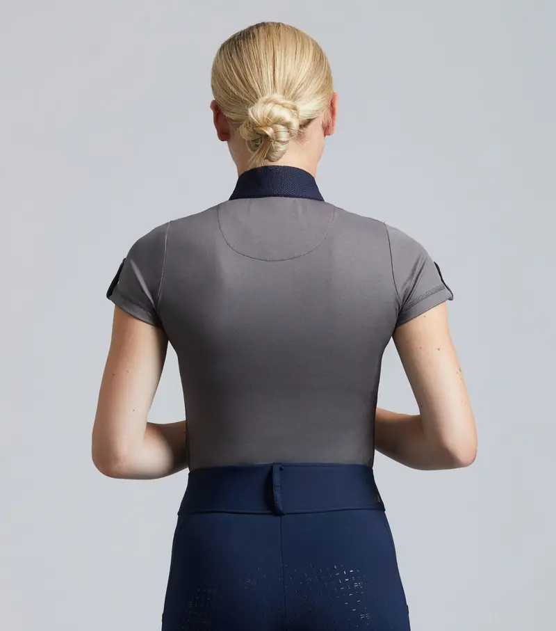 Amia Ladies Technical Short Sleeve Riding Top Anthracite Grey 4