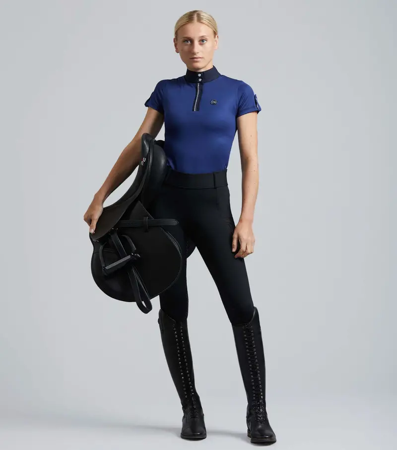 Amia Ladies Technical Short Sleeve Riding Top Navy 2