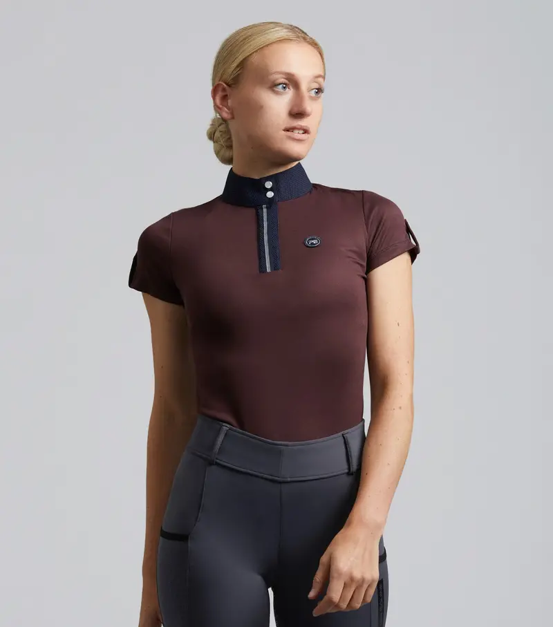 Amia Ladies Technical Short Sleeve Riding Top Wine 1