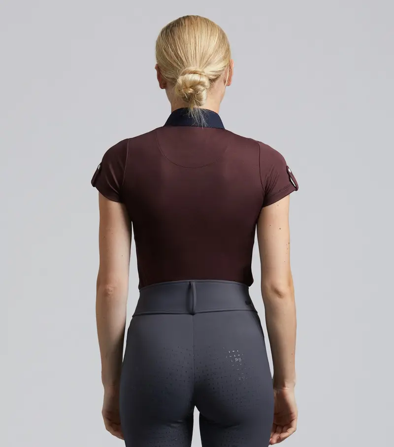 Amia Ladies Technical Short Sleeve Riding Top Wine 4