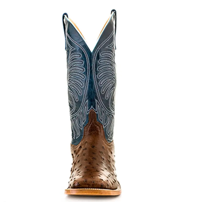 Anderson Bean Teal Fainting Goat Full Quill Ostrich Boot 2