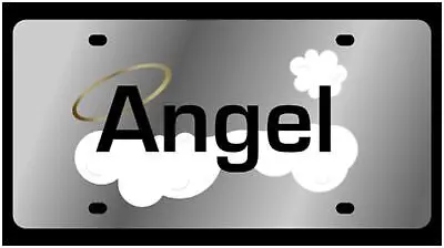 Angel With Cloud Stainless Steel License Plate (Chrome) 1