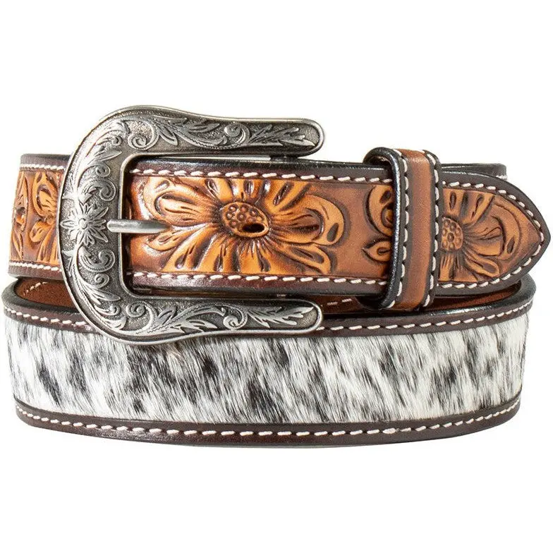 Angle Ranch Women's Spotted Calf Hair Inlaid Belt 1