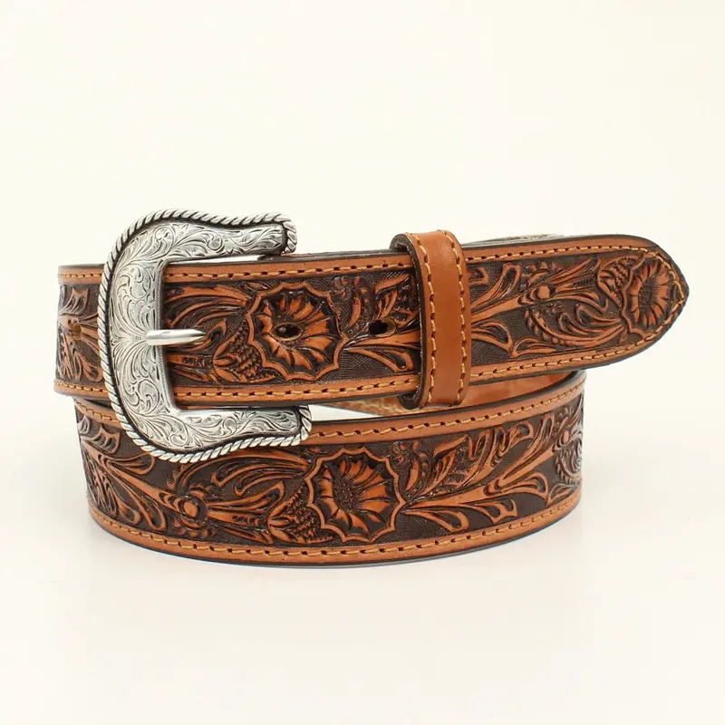 Antique Floral Tool Usa Leather Belt 1