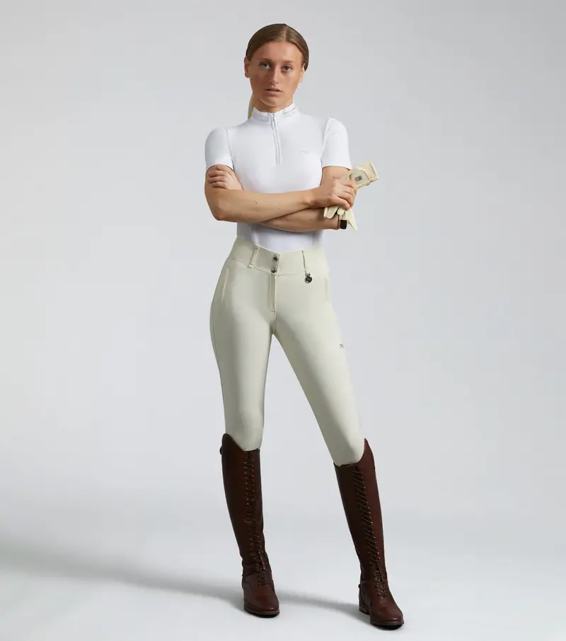 Aradina Ladies Full Seat Gel Competition Riding Breeches Vanilla 1